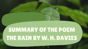 Summary Of The Poem “The Rain” By W. H. Davies